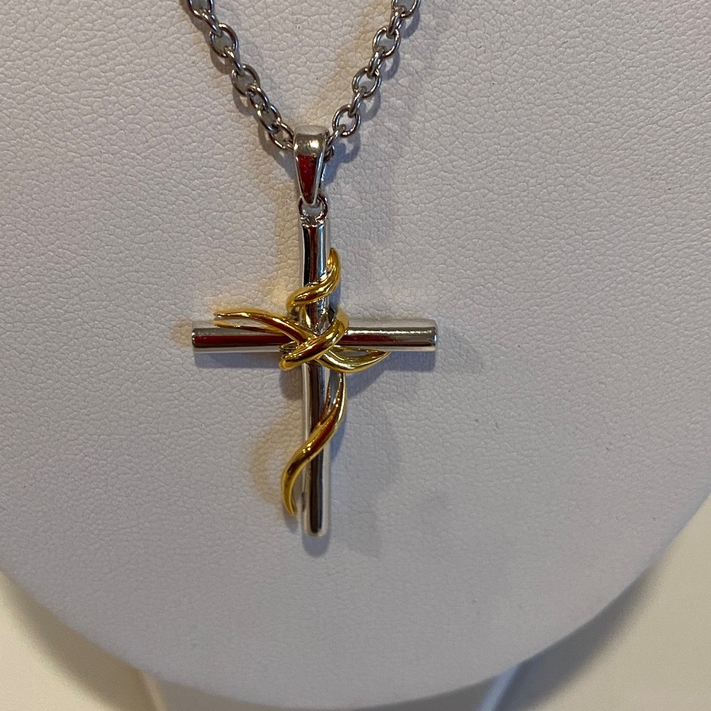 Women’s stainless steel and 14k cross
